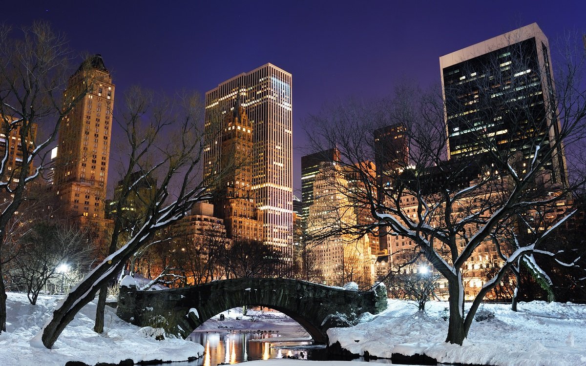 New York City Manhattan Central Park panorama at dusk